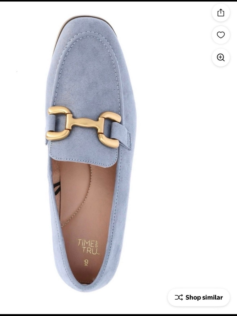 Time and Tru Light Blue Suede Horsebit Loafer - Picture 2 of 5